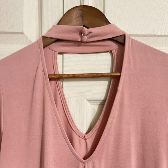 Newbury Kustom Womens Pink Short Sleeve Collar Keyhole Flowy Shift Dress Small - Picture 5 of 7